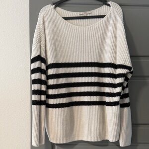 Elegant Black and White Striped Sweater